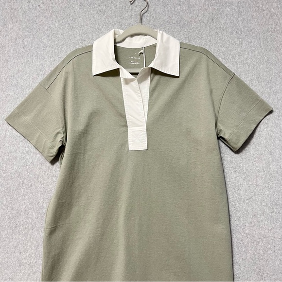 Everlane Organic Cotton Polo Dress NWT Size Small Clay Gray Short Sleeve - Picture 3 of 12